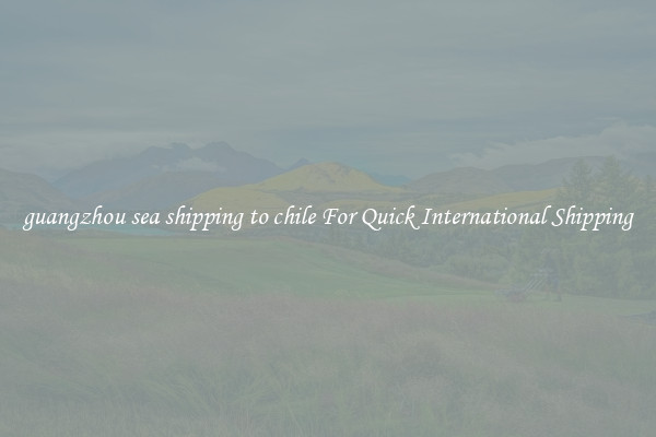 guangzhou sea shipping to chile For Quick International Shipping